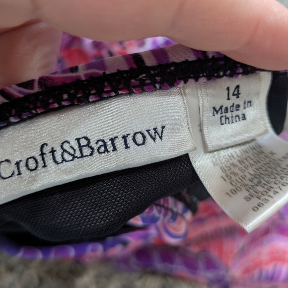 Croft & Barrow Pink Purple Butterfly Wing Sheer Split Front Tankini Bikini 14 - Picture 7 of 9